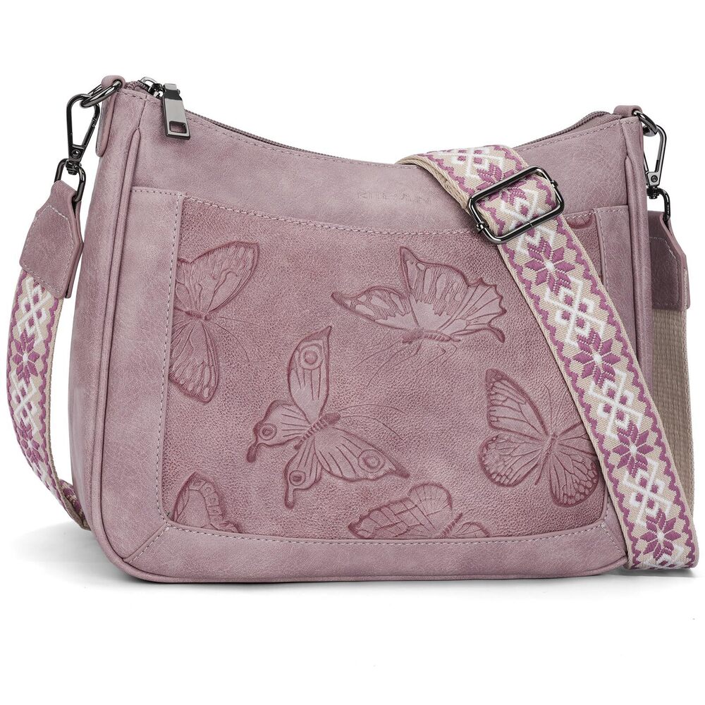 2249 Crossbody Bags Trendy Vegan Leather Medium Butterfly Hobo Purse